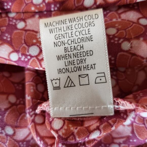 MAX Studio boho top V neck tie front pink orange print new sz S - Picture 6 of 7